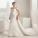 Cap Sleeve Sweetheart High Quality White Wedding Dress Mermaid Lace Wedding Dress Removable Train