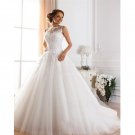 Sexy Long Train Backless Long White Lace Wedding Dress Style Sleeveless A-Line Wedding Gowns