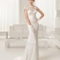 White Appliques Cap Sleeve Floor Length Mermaid Wedding Dress Backless Wedding Gown
