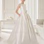 Backless Satin Wedding Dress White High Quality A-Line Wedding Dress