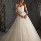 Sexy Wedding Dress Crystals Sleeveless Romantic White Long Sweetheart A-Line Wedding Dress