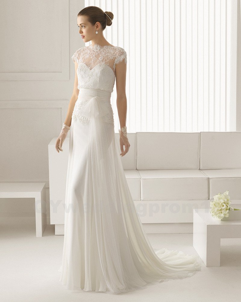 Chiffon Wedding Dress Long White Lace Wedding Dress 2016 New Fast Shipping