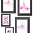 5 pariS WATERCOLOR PAINTING Chanel Modern quote Print Poster wall decor room