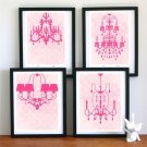 pink chic chandeleir vintage wall hanging art print room decor modern wall art