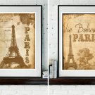 2 ABSTRACT vintage Tour Eiffel Tower Paris France Art Prints wall decor room #r