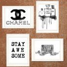 chanel design watercolor rose ILLUSTRATION Wall art print Decor Home Decor #12