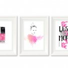 Chanel hot pink watercolor rose ILLUSTRATION Wall art print Decor Home Decor #77