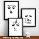 3 old Fornasetti vintage french Art Print living room wall decor design