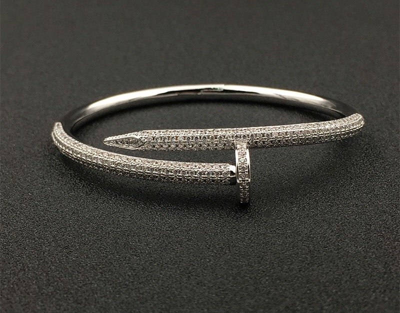 Cartier Juste Un Clou Diamond 18K White Gold Nail Bracelet size 18