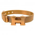Brand Yellow Gold Mesh H Bracelet