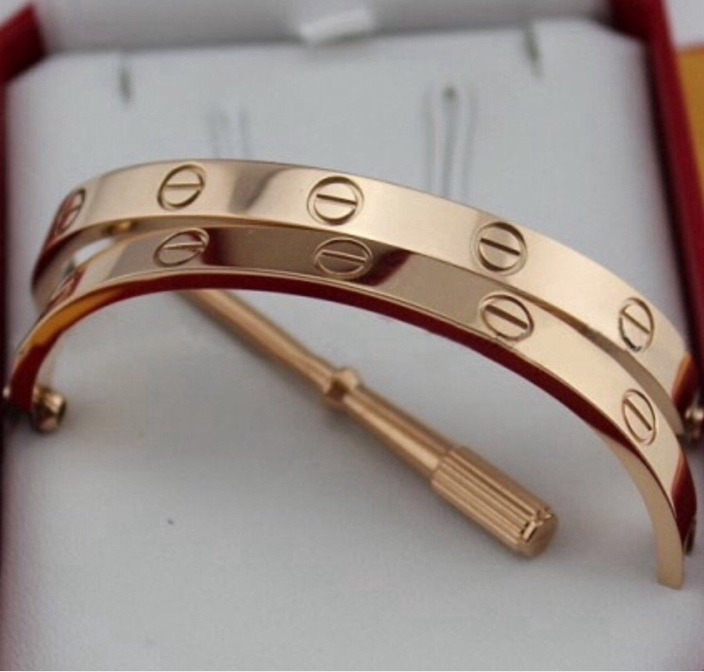 Cartier 18k Love Screwdriver Bracelet Rose Gold Size 16