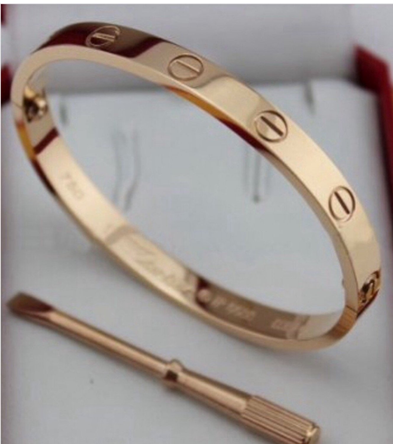 Cartier 18k Love Screwdriver Bracelet Rose Gold Size 19
