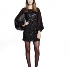 *New* Pearl Georgin Chapman of Marchesa Black Sequin Pleasant Sleeve Dress Sz 6