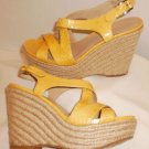 *New*Via Spiga'Eugena'Yellow ReptileEmbossed Leather Platform Wedge Sandal Sz6.5