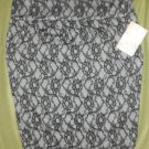 *New Lily White* Gray Jersey Lace Print Maxi Skirt Sz 1X