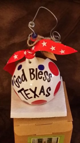 Glory Haus God Bless Texas Porcelain Ball Ornament