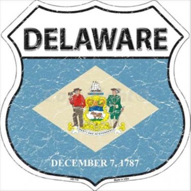Delaware State Flag Highway Shield Aluminum Metal Sign