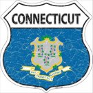 Connecticut State Flag Highway Shield Aluminum Metal Sign