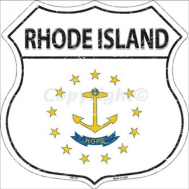Rhode Island State Flag Highway Shield Aluminum Metal Sign