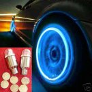2 4 Blue LED Push Bike Safety Valve Dust Cap Wheel Tyre Lights Bicyle Car