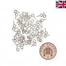 Small Tiny Mini Eye Pins Eyepins Hooks Eyelets Screw Threaded Silver 8mm 50 100