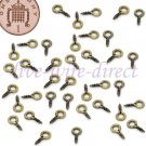 Small Tiny Mini Eye Pins Eyepins Hooks Eyelets Screw Threaded Bronze 8mm 50 100