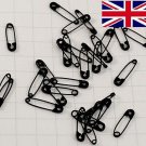10 / 30 / 50 / 100 Small Tiny Black Metal Steel Mini Safety Pins 2cm 20mm