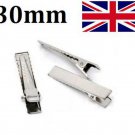 10 20 30 40 50 x Small Silver Crocodile Alligator Clips Blank Hair 3.2cm 32mm