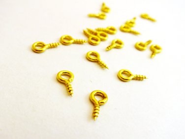 50 100 Small Tiny Mini Eye Pins Eyepins Bails Eyelets Screw Threaded Gold 10mm