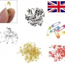 Small Tiny Metal Mini Safety Pins Gold Silver Black Red Yellow Baby Blue Pink