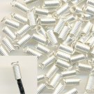 9 x 4mm Silver Plated Coil End Crimp Fasteners Necklace Connectors Tips