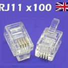 RJ11 4 Pin ADSL Telephone Cable Crimp End Connectors Plugs 6P4C x 100