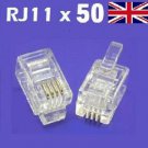 50 x RJ11 4 Pin ADSL Telephone Cable Crimp End Connecters Plugs 6P4C