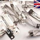 50 Small French Barrette Hair Clips Slides Blanks Bows 40mm Silver