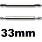 2 Stainless Steel Watch Strap Spring Bars 33mm Pins Lugs Links