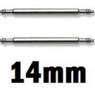 2 Stainless Steel Watch Strap Spring Bars 14mm Pins Lugs Links