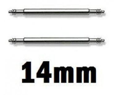 2 Stainless Steel Watch Strap Spring Bars 14mm Pins Lugs Links