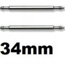 2 Stainless Steel Watch Strap Spring Bars 34mm Pins Lugs Links