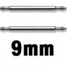 2 Stainless Steel Watch Strap Spring Bars 9mm Pins Lugs Links
