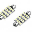 2 x White 16 SMD LED Car Interior Festoon Dome Light Bulbs 43mm 12844 DE440