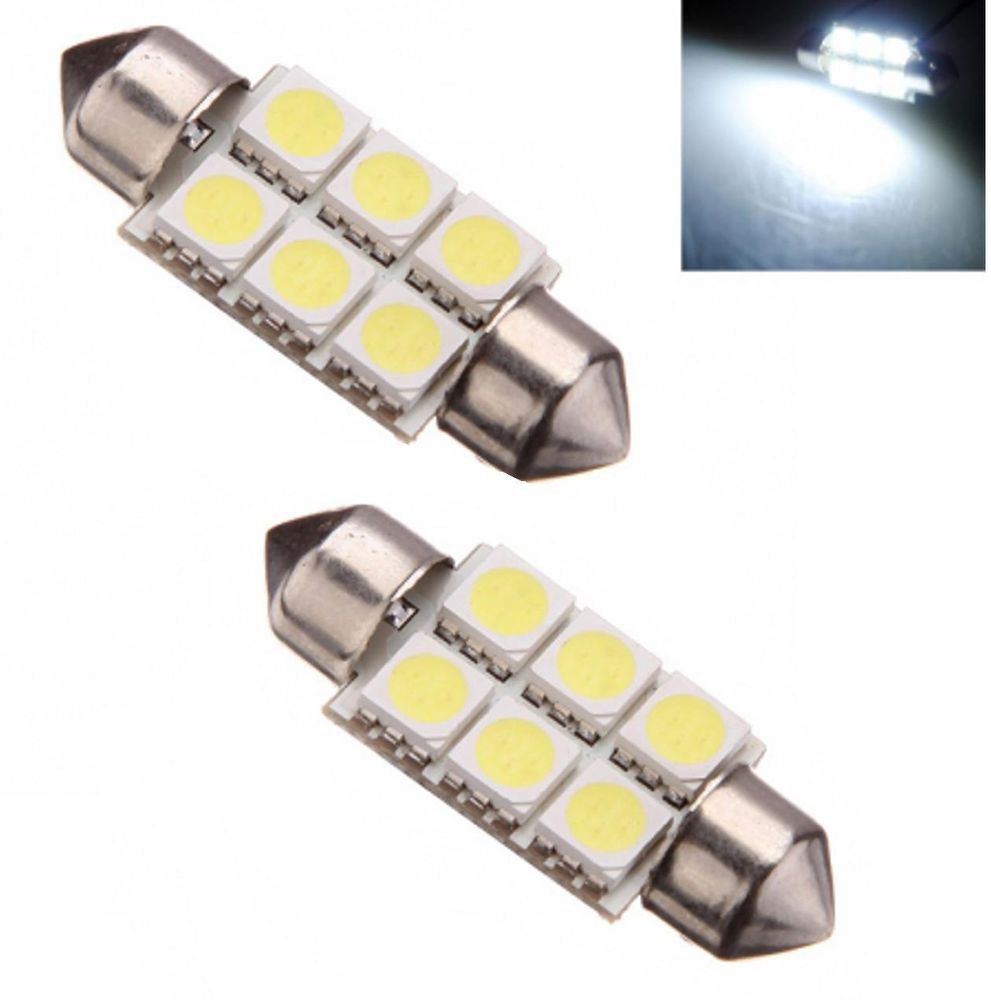 2 x 24V White 6 SMD LED Car Interior Festoon Dome Light Bulbs Number ...