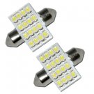 2 x White 16 SMD LED Car Interior Festoon Dome Light Bulbs 31mm DE3175 DE3021