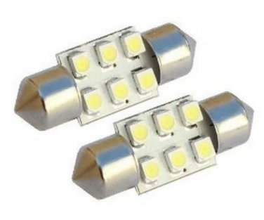 Bright White 6 SMD LED Car Interior Festoon Dome Light Bulbs 31mm DE3175 DE3022