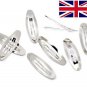 50mm Small Silver Non Slip Snap Clips Slides Hair Bows 2" Inch 5cm