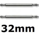 2 Stainless Steel Watch Strap Spring Bars 32mm Pins Lugs Links