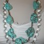 Chunky Turquoise Cowgirl Statement Western Wedding Crystal Necklace