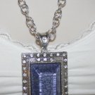 Large Purple Resin Rhinestone Pendant Necklace Long Sweater Jewelry