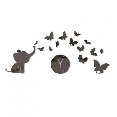 DIY Elephant Butterfly Acrylic Mirror Wall Clock Stickers Home Decor (224083802)