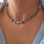 Swarovski Crystal 8mm Chaton Antique Silver Choker Necklace - Tennis Necklace