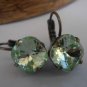 Handmade Chrysolite Swarovski crystal Cushion Cut Brass Dangle Golf Earrings